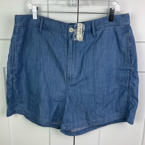 NWT Madewell Size 32 Pintuck Denim Shorts Chambray - Picture 1 of 6